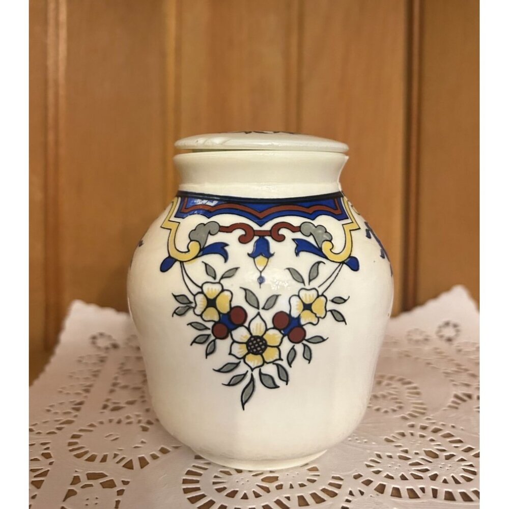 Vintage French Moutarde Bocquet Yvetot Mustard Pot Lid Handpainted Kitchen Decor